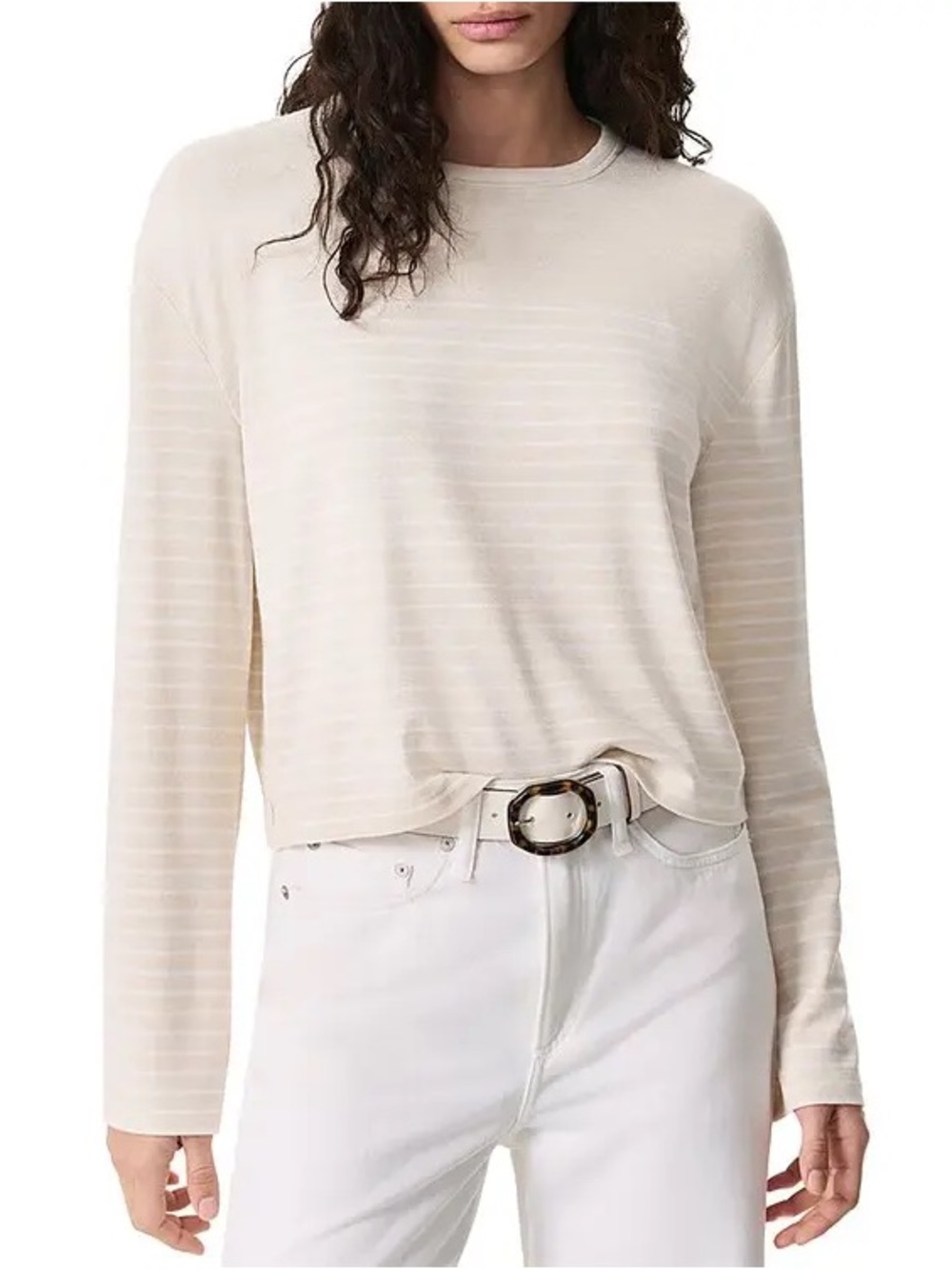 NWT Rag & Bone The Knit Stripe Boxy Tee Beige Ivory Striped Relaxed Fit Top